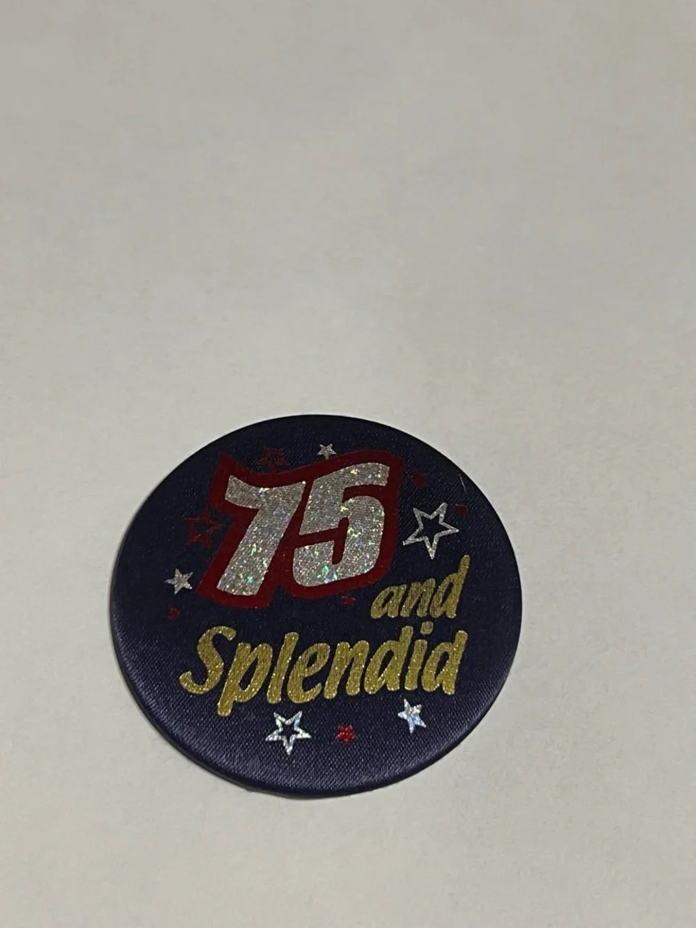 75 and Splendid Celebration Button - Navy Blue